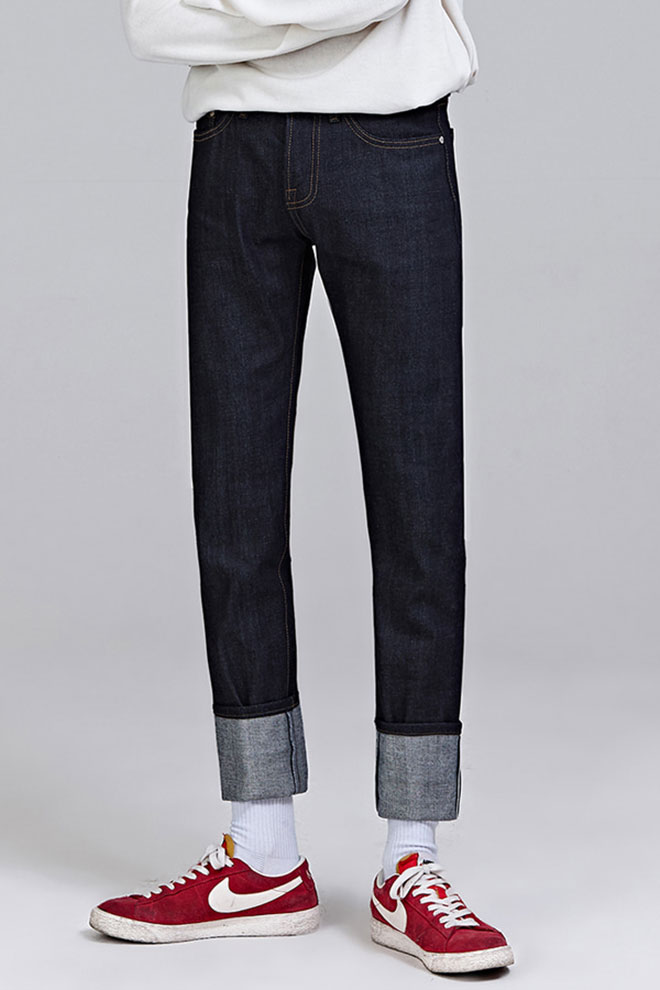 Contrast Tone Stitch Straight Cut Jeans
